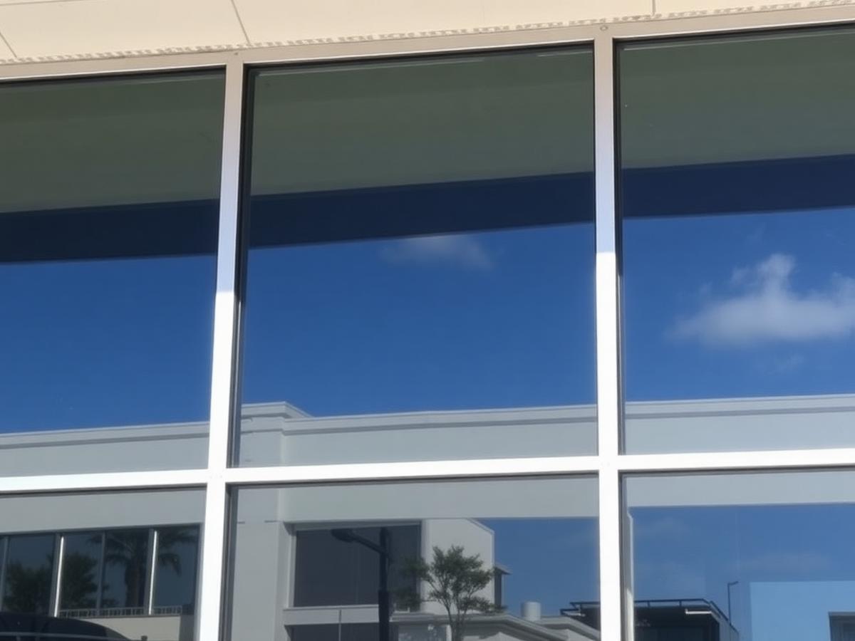 Solar control window film on a commercial storefront